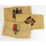 German Nazi arm bands, three various types.