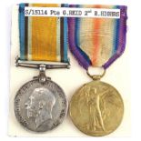 BWM & Victory Medal to S-15114 Pte G L Reid, R.Highrs. Served 2nd Bn. (2)