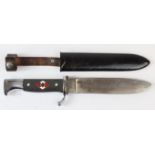 German Hitler Youth dagger etched blade, complete with scabbard