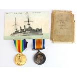 BWM & Victory Medal to J.548 E.Civil AB RN. Born Bristol. With research. (2)