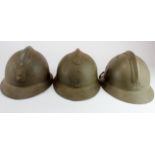 French 'DP' Defence Passive Helmet with others. (3)