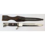 German Bayonet HJ diamond to grip, high finish dress blade, complete with scabbard & frog