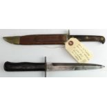 Horn Grip early 20th century Bowie by C.Johnson & Co with scabbard, plus a Nazi Boot knife / no