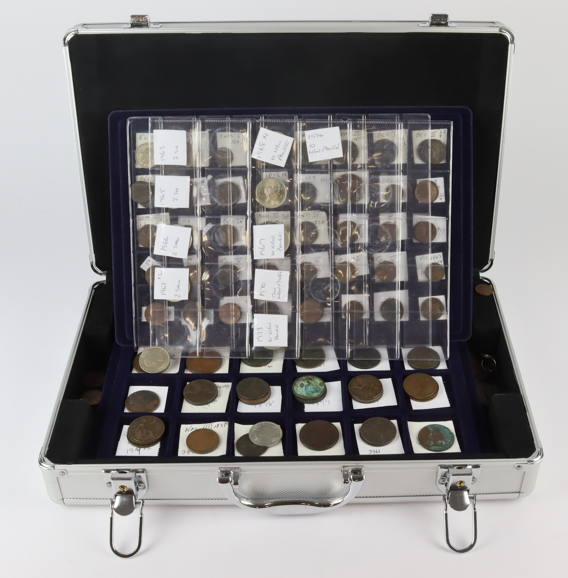 GB Coin Collection housed in a 5-tray aluminium carry case (with key): Farthings 17th-20thC