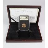 Sovereign 2016 BU in a "Coin Portfolio Management" datestamp box with certificate