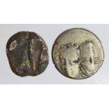 Ancient Greek (2): Thrace, Istros AR Drachm 4thC BC; obverse: Two young male heads facing, inverted.