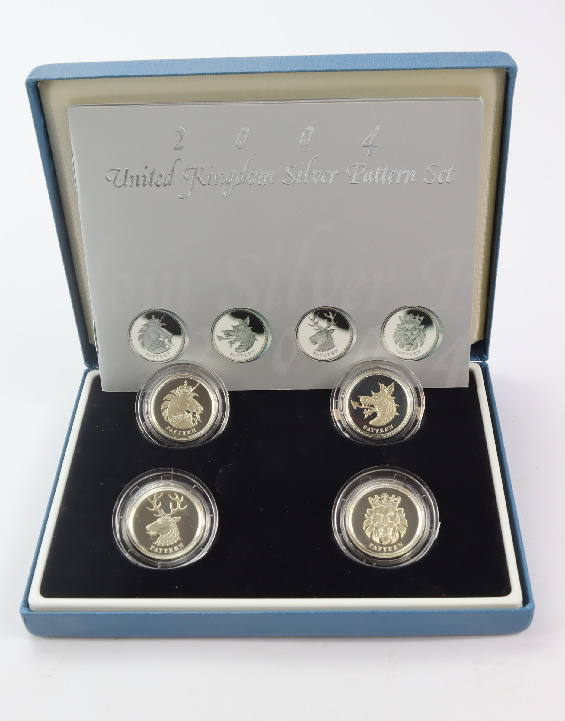 One Pound Silver Proof four coin set 2004 "Beasts" aFDC in the blue case of issue