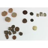 Indian & Islamic Coins & Tokens (22) mostly bronze, a few silver, some ceramic tokens, also a pale