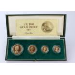 Four coin set 1980 (Five Pounds, Two Pounds, Sovereign & Half Sovereign) Proof FDC boxed as issued