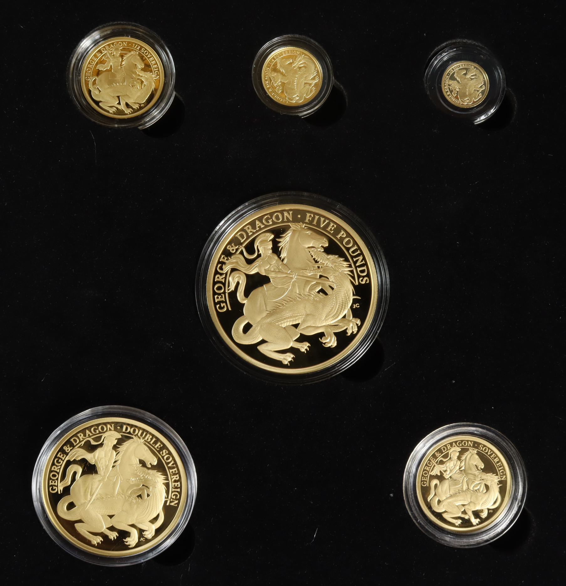 Alderney Six coin gold proof set 2021 (Five Pounds - one-eighth Sovereign). Proof FDC In a " - Image 2 of 2