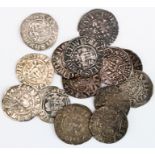 English Hammered Medieval Silver Pennies (14): 9x 'Edwardian' of London, Fair to VF; one of