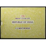 India Proof Set 1976 FDC, cellophane sealed with original paper case as issued (small tear to