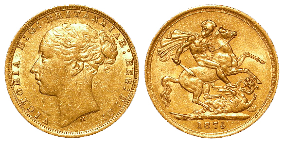 Sovereign 1875m (St George) better than VF