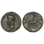 Roman Imperial: Caligula AE As, Vesta seated l. type, 10.93g, porous GF