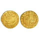 Italian State Sicily gold Ducat of Ferdinand I of Aragon, 1458-1494, mintmark T for Giancarlo