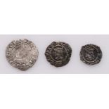 Henry VIII (3): Halfpenny mm. Lis S.2356 GF; a similar one clipped VF; and a Penny three-quarter