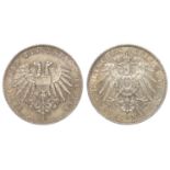 German State Lubeck 2 Mark 1901A, EF, rare.