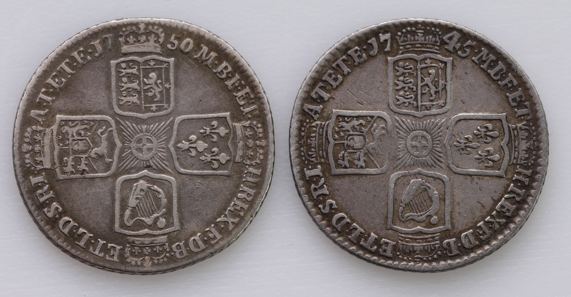 Shillings (2): 1745 LIMA S.3703 GF, and 1750 small 0, S.3704, Fine. - Image 2 of 2