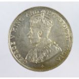 Straits Settlements 50 Cents 1920 EF, light hairlines.