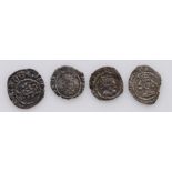 English Hammered silver minors (4): Richard II 2x Halfpenny type III, fishtail letters, S.1700: GF