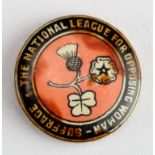 Suffragette - early original tin badge. Reads on the front "The National League for opposing