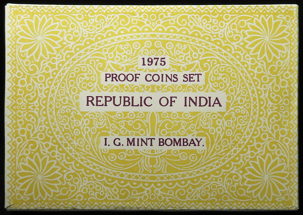 India Proof Set 1975 FDC, cellophane sealed with original paper case as issued. Rare.