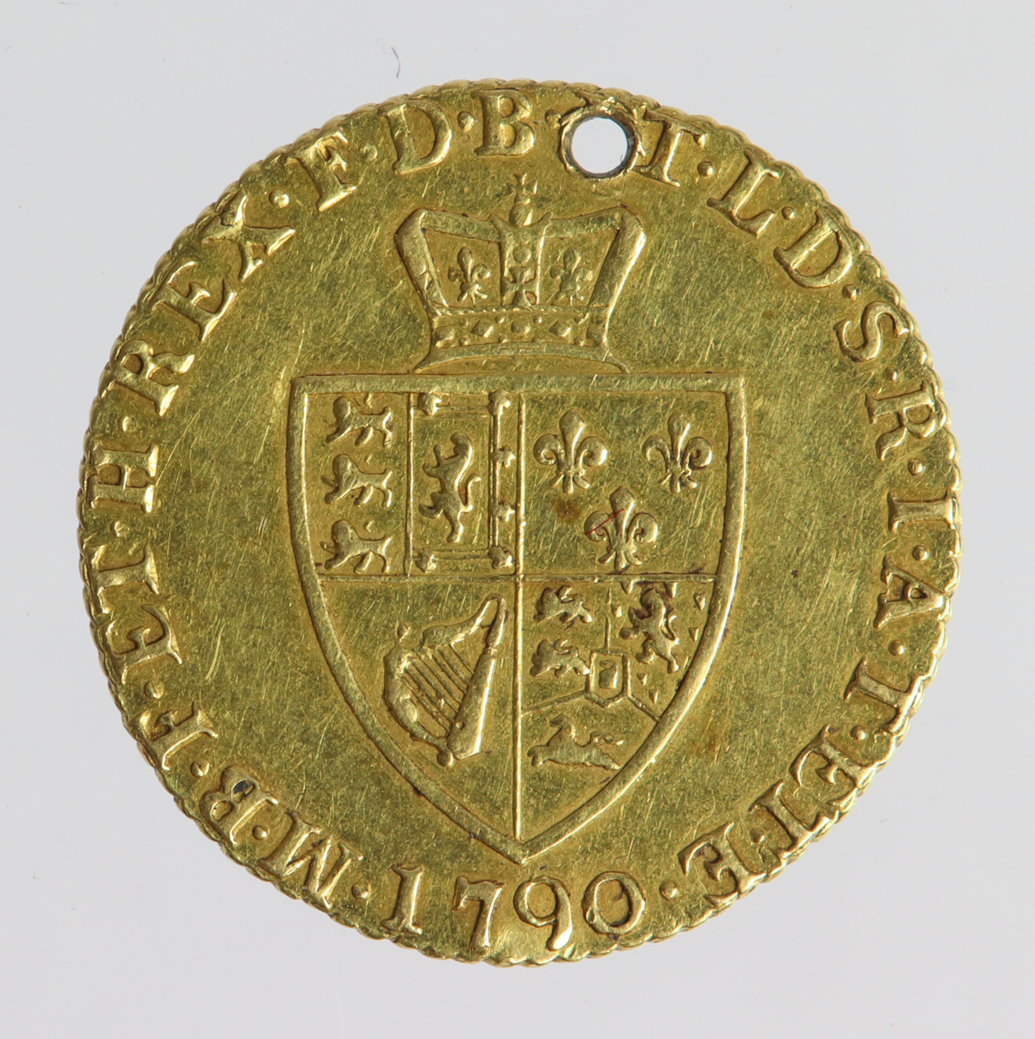 Half Guinea 1790 GVF but small hole above bust - Image 2 of 2