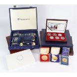 Stacker box of mainly modern commemorative medallions, some boxed with certificates