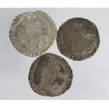 Charles I silver (3): Halfcrown mm. (R) S.2778 F-GF, Shilling mm. (R) S.2800 Fine, and ditto mm.