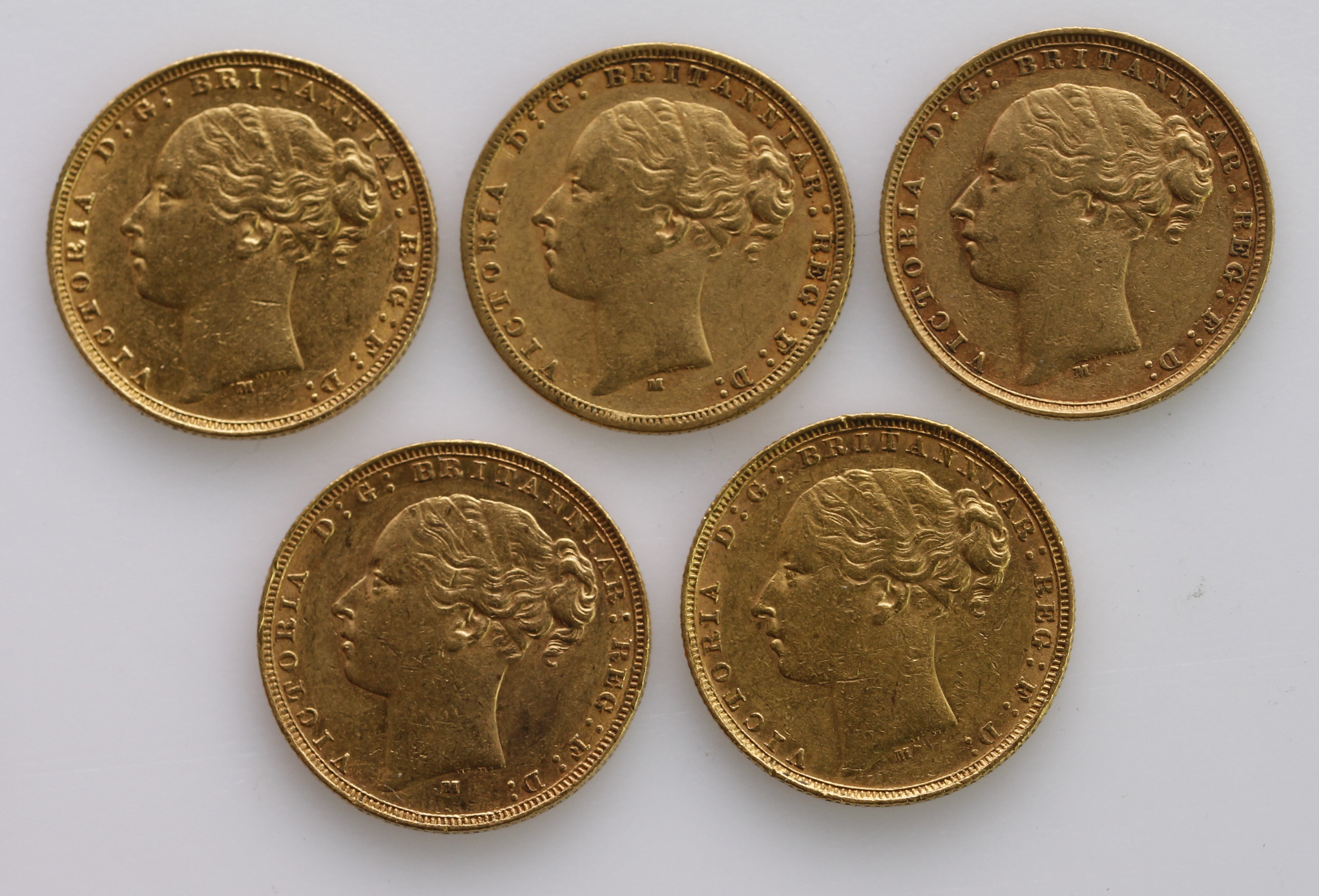 Sovereigns (5) All St George Melbourne Mint. 1877, 1878, 1879, 1880 & 1881. nVF - GVF