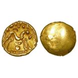 Ancient British Iron Age 'Celtic' imported Gallic War issue uniface gold Stater c.60-50 BC, S.11,