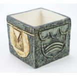 Troika pottery square vase, signed to base 'Troika LJ' (Louise Jinks), height 80mm, diameter 125mm