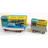 Corgi Toys, no. 104 'Dolphin 20 Cruiser on Wincheon Trailer', figure present (small piece detached