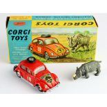 Corgi Toys, no. 256 'Volkswagen 1200' (in East African Safari Trim), with insert & rhinoceros