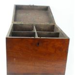 Large mahogany decanter box, circa 19th Century, consisting of four compartments (empty), brass