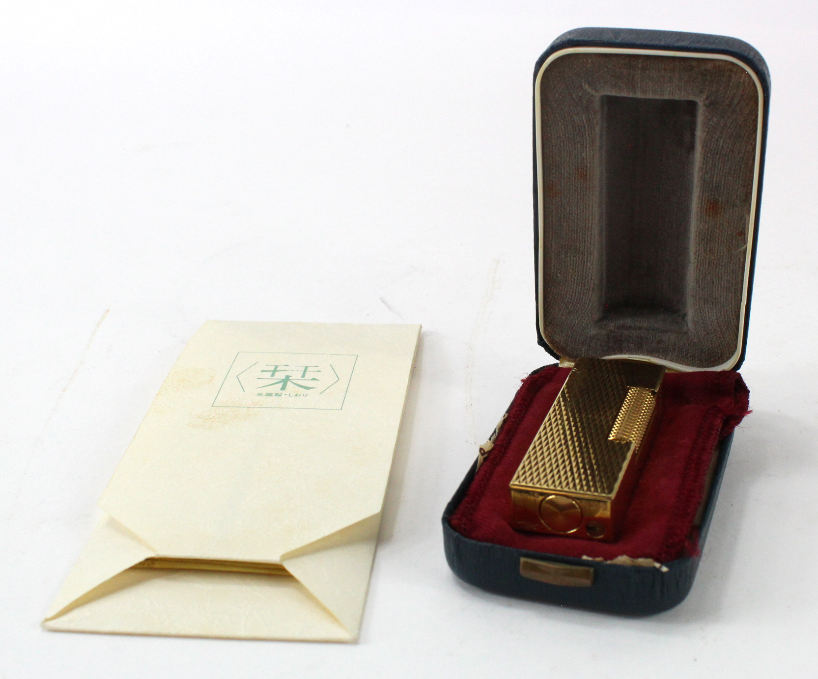 Dunhill gold plated lighter, contained in original case, together with a Chinese gold plated