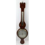 P. Maffia & Co., Monmouth banjo barometer with inlaid decoration, silvered dial, glass cracked,