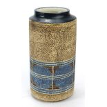 Troika pottery cylindrical vase, signed to base 'Troika LJ' (Louise Jinks), height 19.5cm approx.