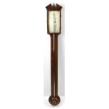 Mahogany bulb cistern tube stick barometer by Negretty & Co. London, circa 1820-1840, with parquetry