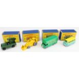Matchbox Lesney. Four boxed models, comprising no. 12 (Land Rover); no. 24 (Hydraulic Excavator);