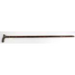 Walking stick with ornately decorated white metal handle, engraved with initials, length