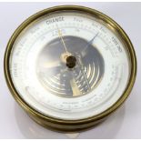 Brass holosteric barometer by E. Bryan, Manchester, diameter 13cm, depth 6cm approx. (working at