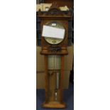Oak cased Admiral Fitzroy Improved Torricelli barometer, some leakage, height 113cm, width 33cm