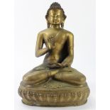 Large brass buddha, circa late 19th to early 20th Century, height 38cm, width 26cm, depth 20cm