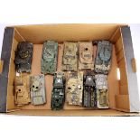 Military vehicles. A group of eleven stationary model tanks and Military vehicles, mostly by
