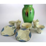 Art Deco. Collection of Burleighware items to include milk jug and sugar bowl in 'Pan' pattern (chip