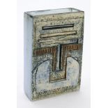 Troika pottery rectangular vase, signed to base 'Troika, Cornwall, England AL' (Anne Lewis),