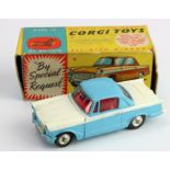 Corgi Toys, no. 231 'Triumph Herald Coupe' (blue / white), contained in original box