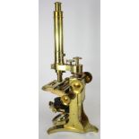Brass microscope. A 19th century brass microscope engraved to base A. Ross, London 1817.