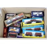 OO gauge. A collection of approximately twenty-five OO gauge boxed railway wagons, vans etc., makers